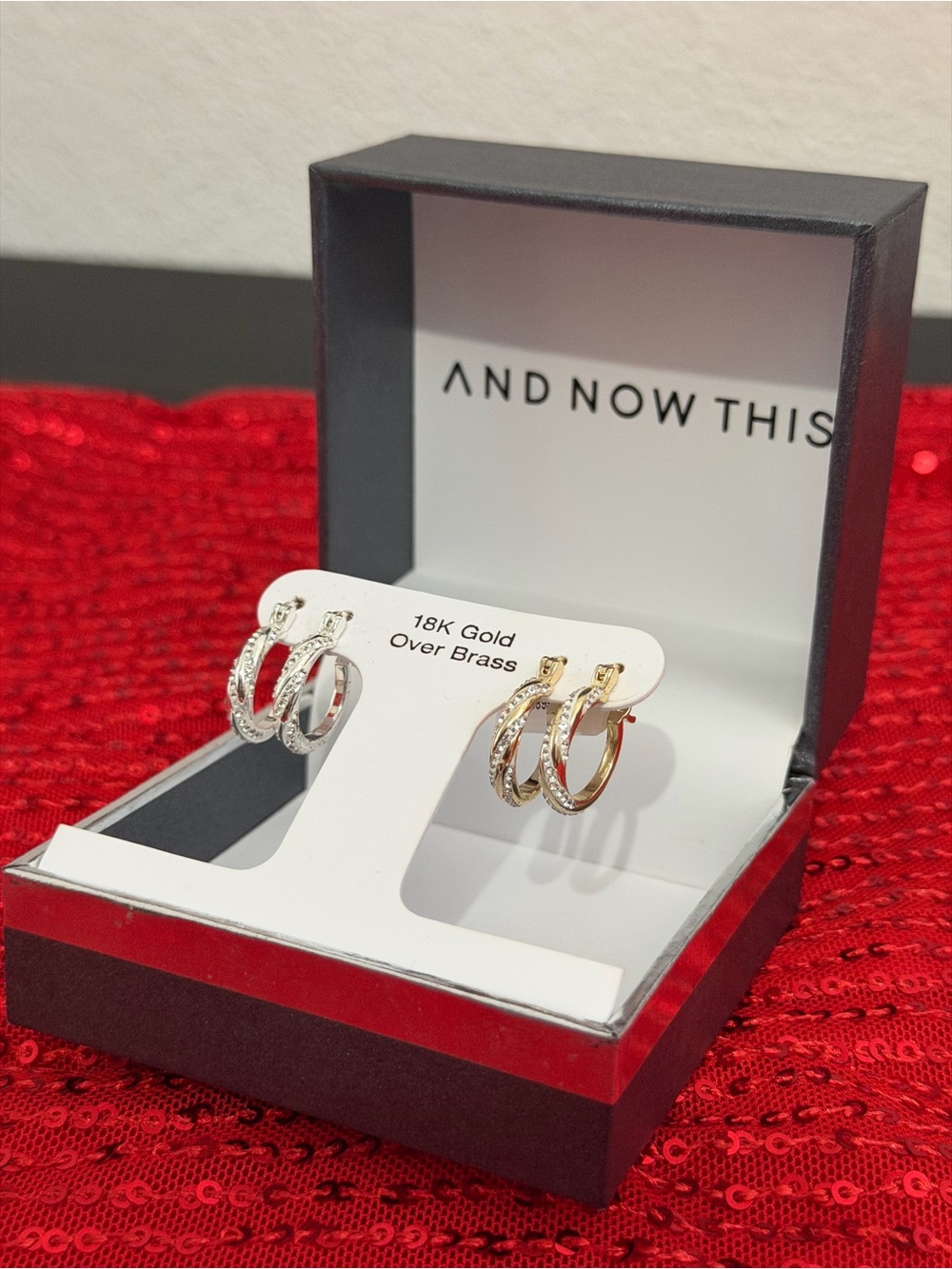 And Now This Two-Tone Sparkle Hoop Earring Set - Gold & Silver